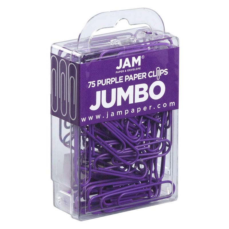 JAM Paper مشابك ورق جام ملونة كبيرة - 2 بوصة - مشابك ورق بنفسجية - 75/عبوة - Image 2